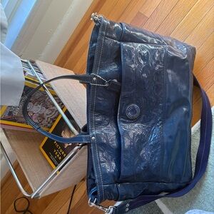 Genuine Leather Coach Navy Blue Baby Bag